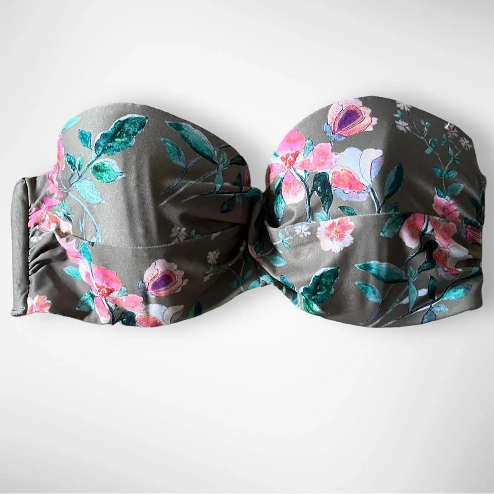 H/M Women's Gray Floral Balconette Bikini Top‎ 34C | NWT